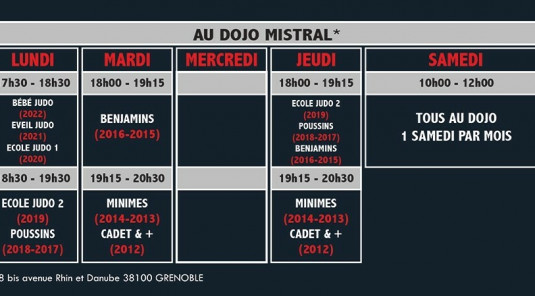 Horaires des cours
